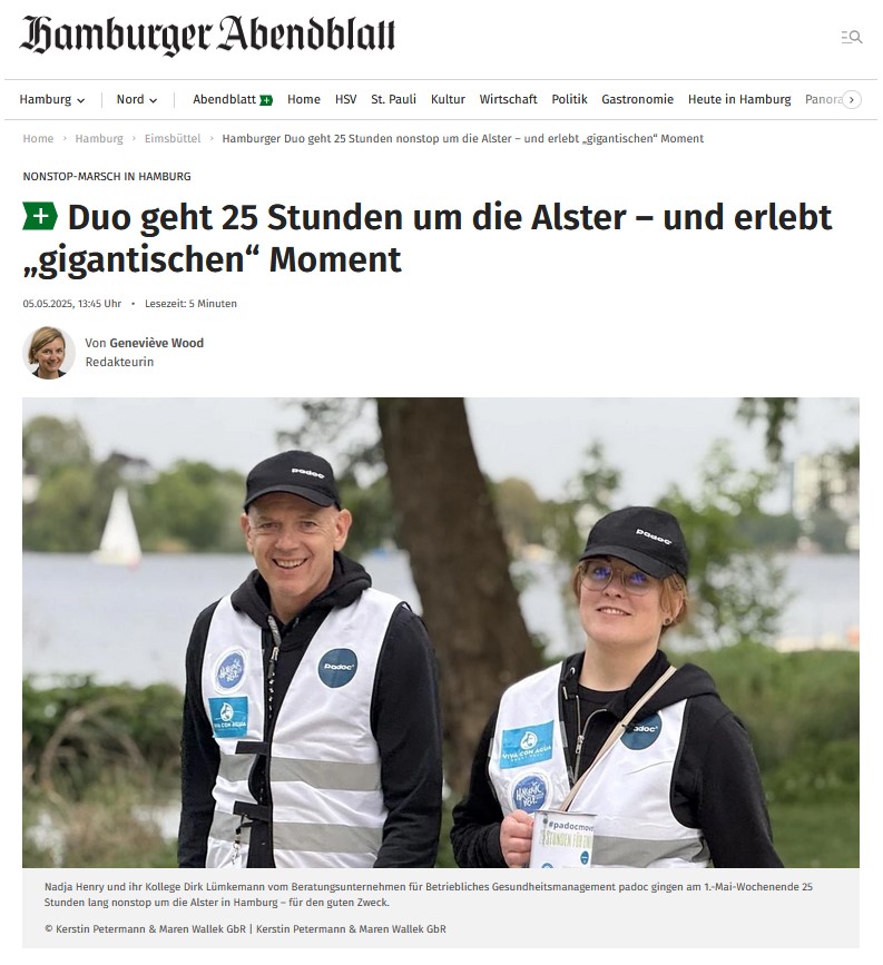 Duo geht 25 Stunden um die ALster - Hamburger Abendblatt